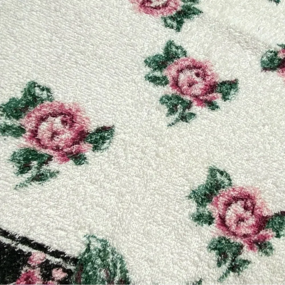 Vintage Franco Fringed Towels Roses Rose Print Set of Two Made in USA
